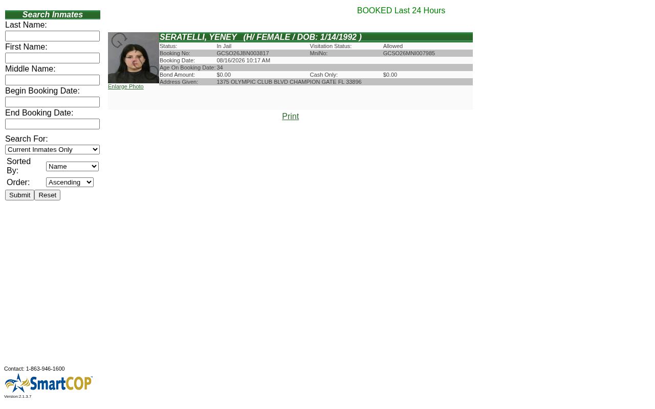 Glades County jail roster and busted booking search