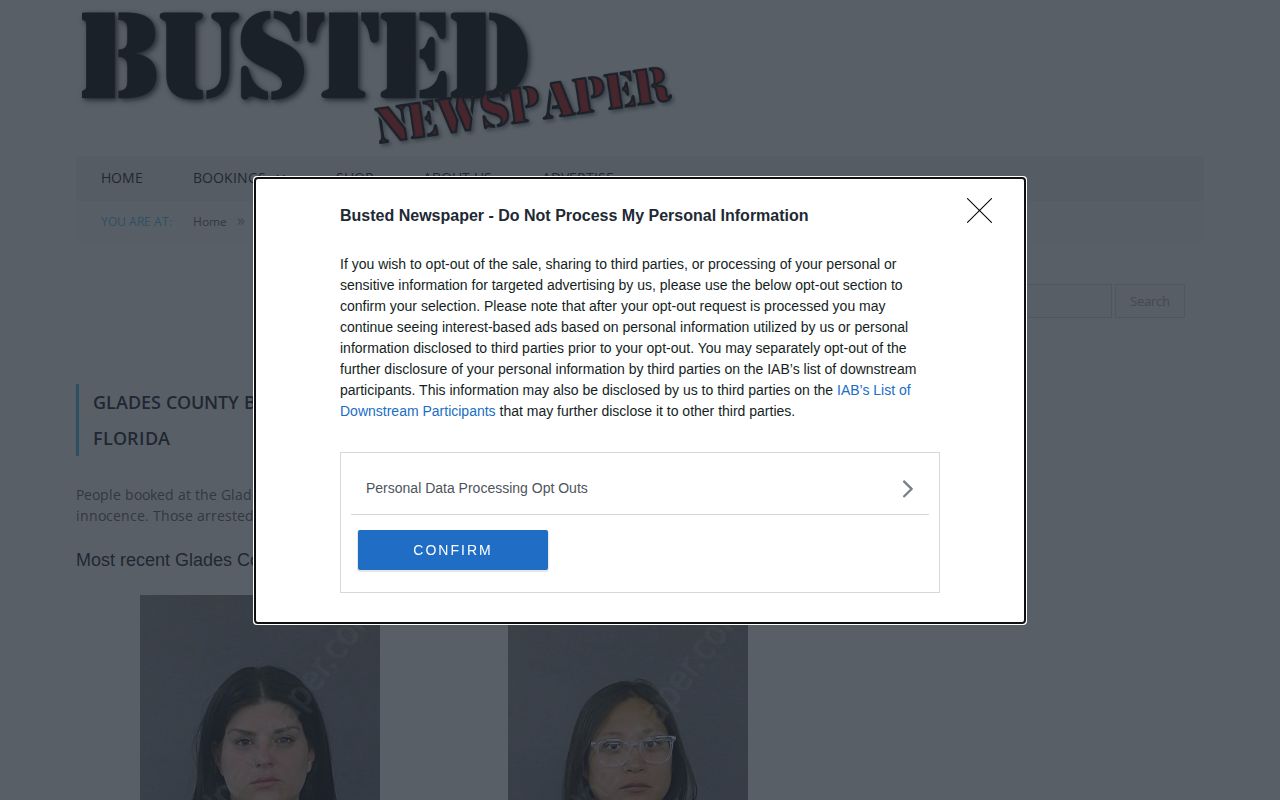 Glades County crime news and unofficial booking photo publication interface