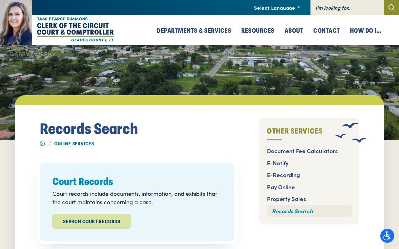 Glades County warrant court record and disposition search